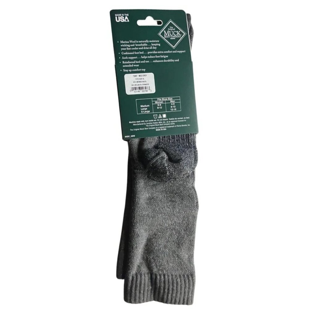 MUCK Boot Co Two Pair Merino Wool Gradual Compression Tall Boot Socks XL 12-16 - Picture 5 of 6